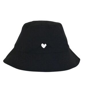 Kerri Rosenthal Black Bucket Hat White Heart $128